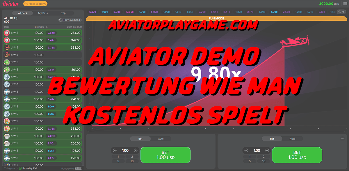 Aviator Demo Bewertung: Wie man kostenlos spielt