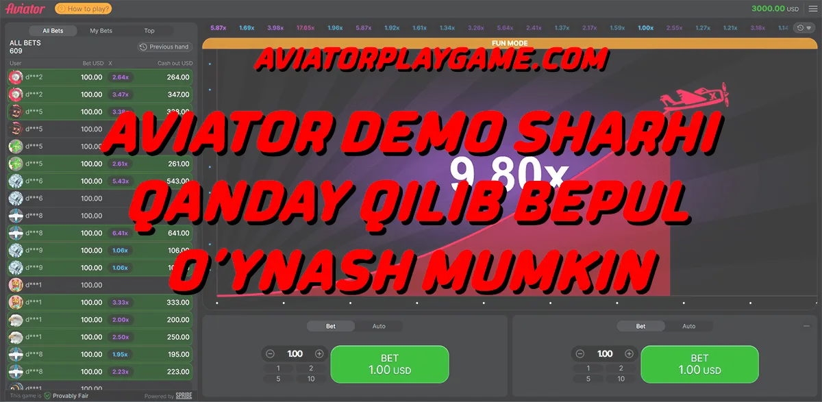 Aviator demo sharhi: qanday qilib bepul o‘ynash mumkin