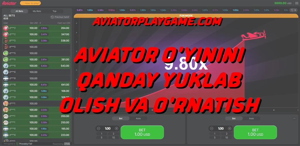 Aviator o'yinini qanday yuklab olish va o'rnatish