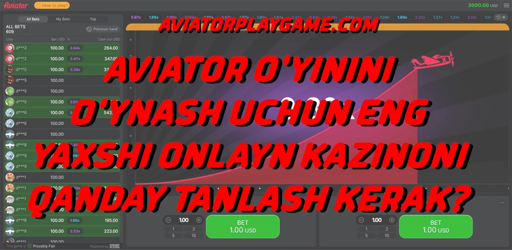 Aviator o'yinini o'ynash uchun eng yaxshi onlayn kazinoni qanday tanlash kerak?