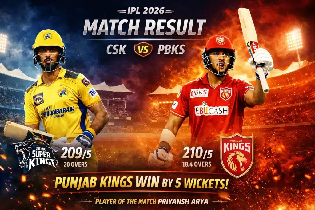 CSK vs PBKS match result 24 CSK vs PBKS match result