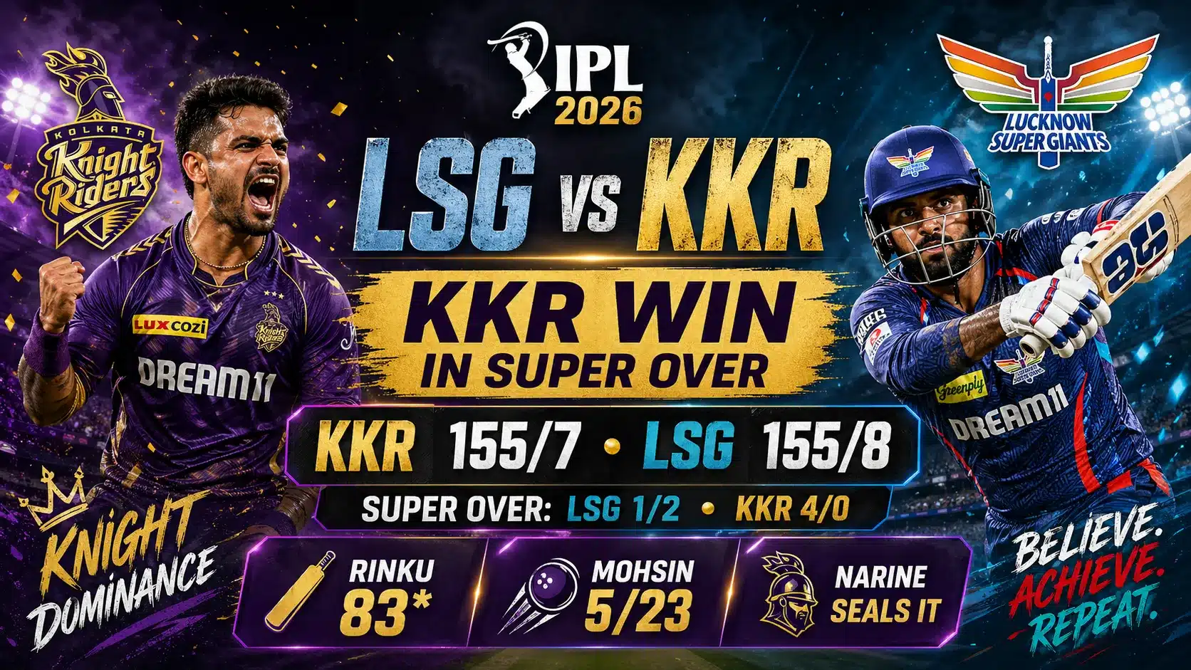 LSG Vs KKR Match Result