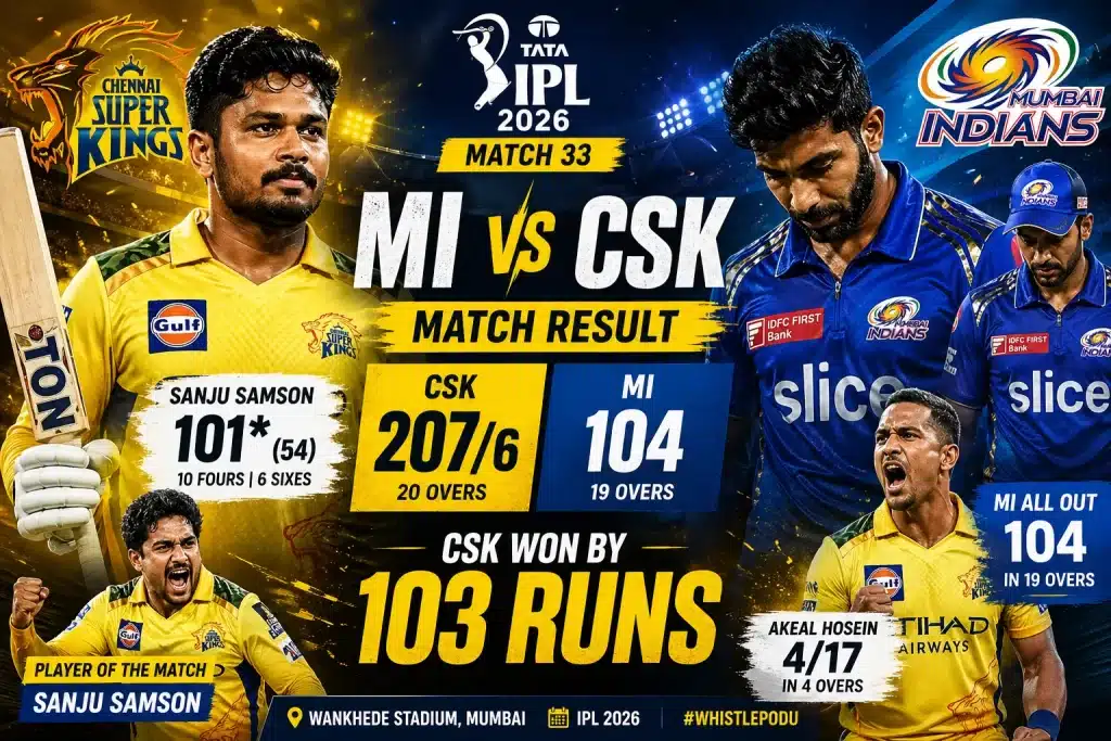 MI vs CSK Match Result 12 MI Vs CSK Match Result