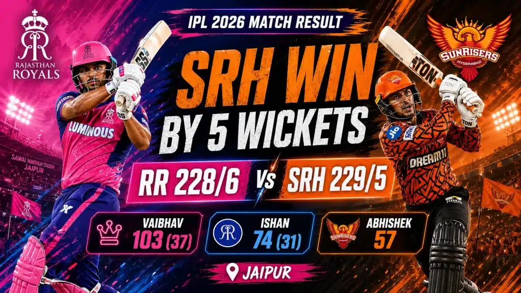 RR Vs SRH Match Result