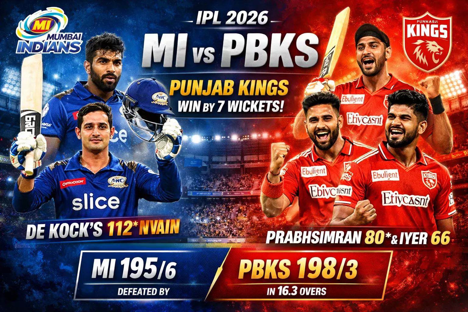 MI vs PBKS Match Result